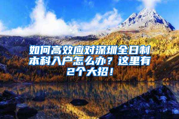 如何高效应对深圳全日制本科入户怎么办？这里有2个大招！