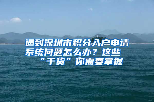 遇到深圳市积分入户申请系统问题怎么办？这些“干货”你需要掌握