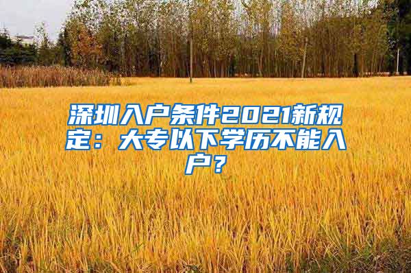 深圳入户条件2021新规定：大专以下学历不能入户？