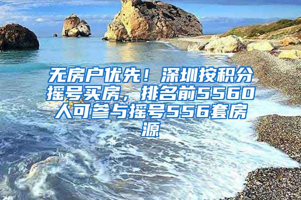 无房户优先！深圳按积分摇号买房，排名前5560人可参与摇号556套房源