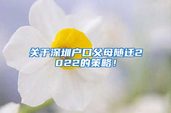 关于深圳户口父母随迁2022的策略！