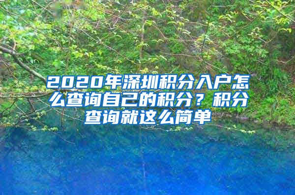 2020年深圳积分入户怎么查询自己的积分？积分查询就这么简单