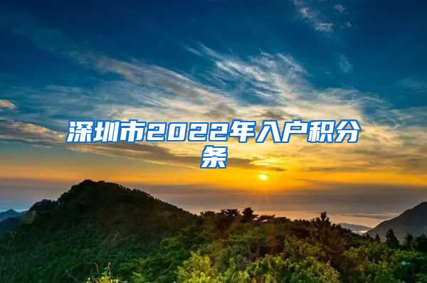 深圳市2022年入户积分条