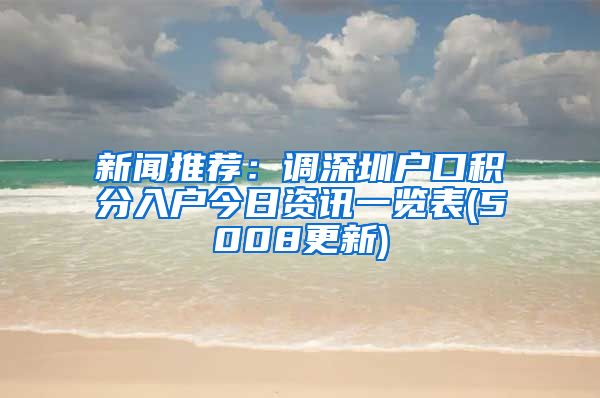 新闻推荐：调深圳户口积分入户今日资讯一览表(5008更新)