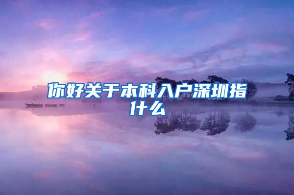 你好关于本科入户深圳指什么