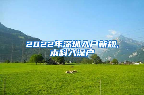 2022年深圳入户新规,本科入深户