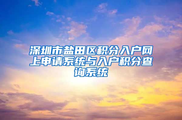 深圳市盐田区积分入户网上申请系统与入户积分查询系统