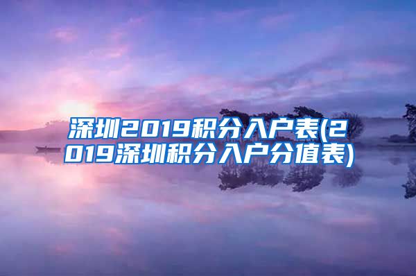 深圳2019积分入户表(2019深圳积分入户分值表)