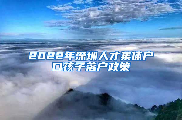 2022年深圳人才集体户口孩子落户政策