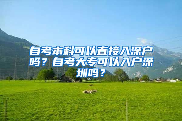 自考本科可以直接入深户吗？自考大专可以入户深圳吗？