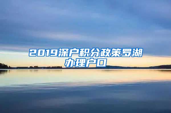 2019深户积分政策罗湖办理户口