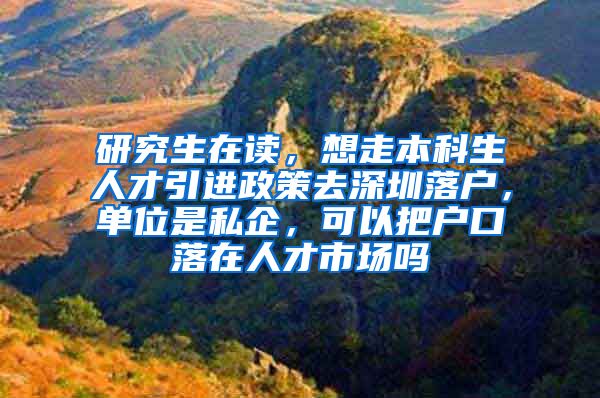 研究生在读，想走本科生人才引进政策去深圳落户，单位是私企，可以把户口落在人才市场吗