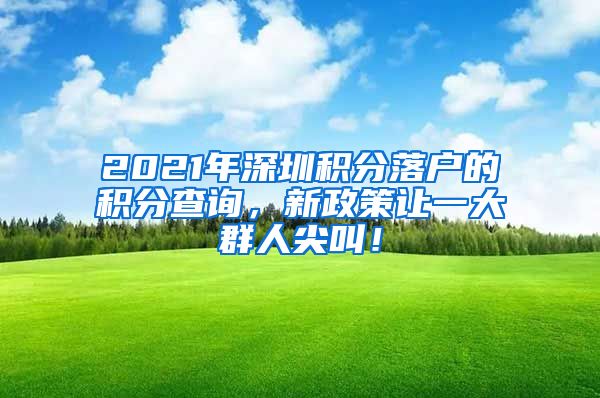 2021年深圳积分落户的积分查询，新政策让一大群人尖叫！