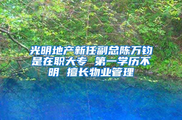 光明地产新任副总陈万钧是在职大专 第一学历不明 擅长物业管理