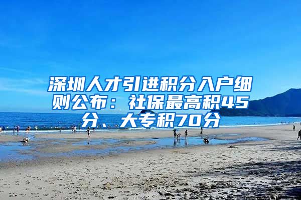 深圳人才引进积分入户细则公布：社保最高积45分、大专积70分