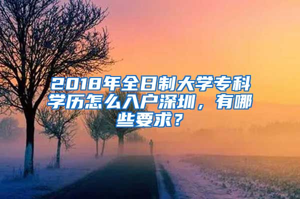 2018年全日制大学专科学历怎么入户深圳，有哪些要求？