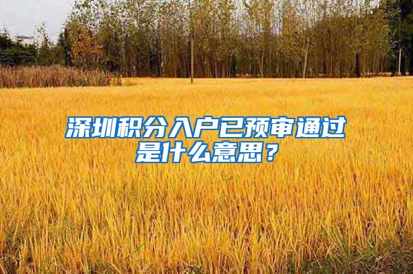 深圳积分入户已预审通过是什么意思？