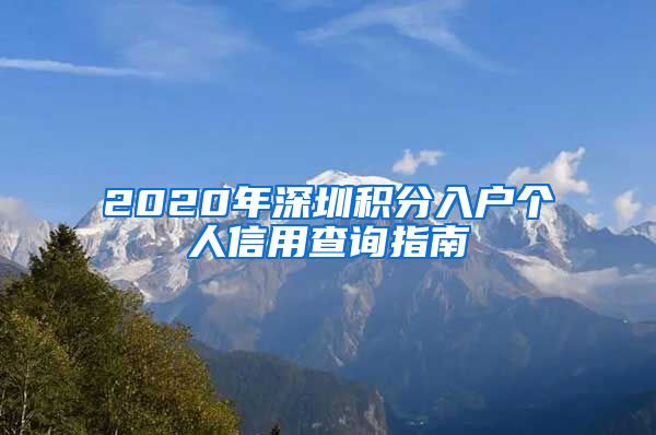 2020年深圳积分入户个人信用查询指南