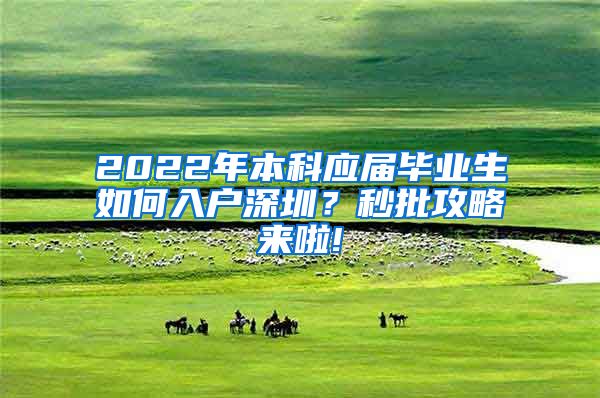 2022年本科应届毕业生如何入户深圳？秒批攻略来啦!