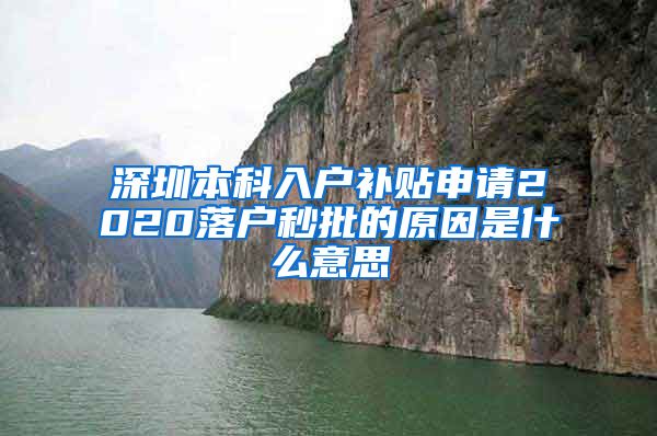 深圳本科入户补贴申请2020落户秒批的原因是什么意思