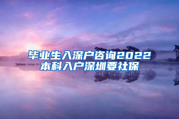 毕业生入深户咨询2022本科入户深圳要社保