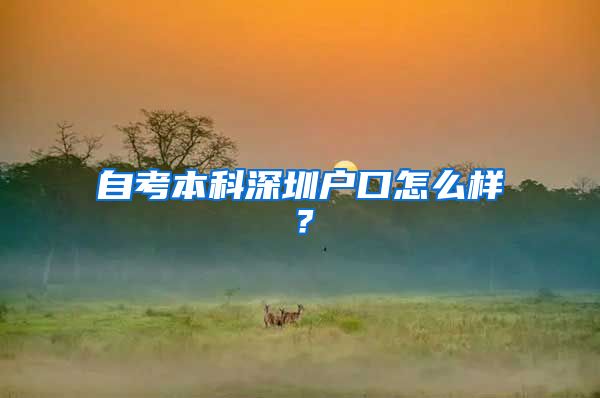 自考本科深圳户口怎么样？