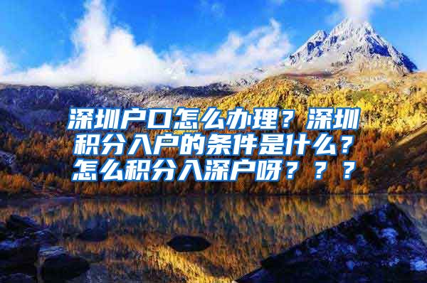 深圳户口怎么办理？深圳积分入户的条件是什么？怎么积分入深户呀？？？