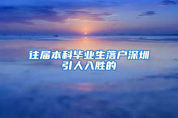 往届本科毕业生落户深圳引人入胜的