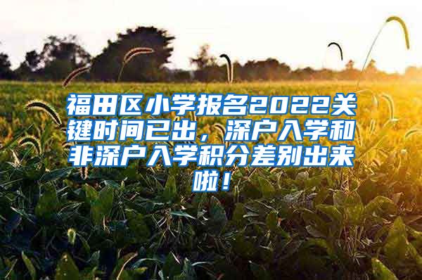 福田区小学报名2022关键时间已出，深户入学和非深户入学积分差别出来啦！