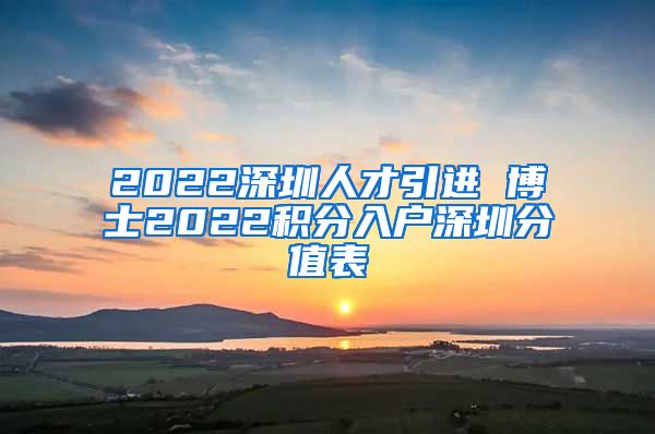 2022深圳人才引进 博士2022积分入户深圳分值表