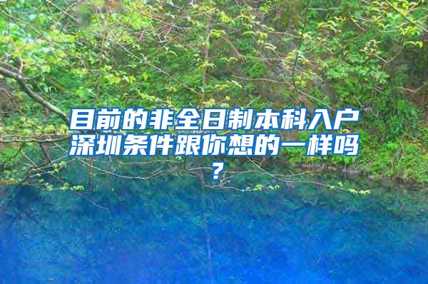 目前的非全日制本科入户深圳条件跟你想的一样吗？