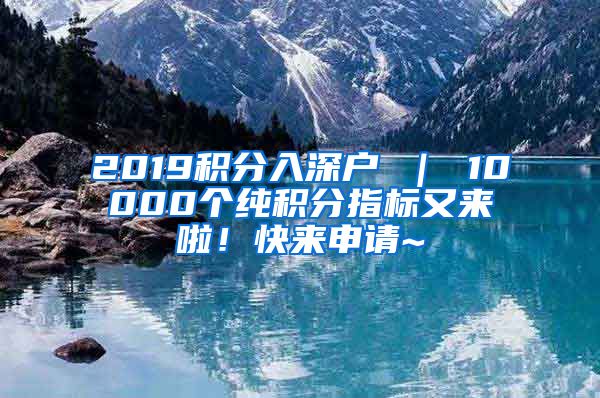 2019积分入深户 ｜ 10000个纯积分指标又来啦！快来申请~