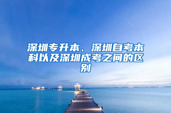 深圳专升本、深圳自考本科以及深圳成考之间的区别