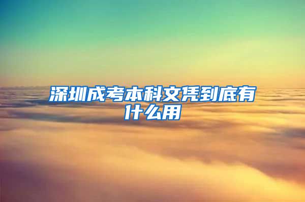 深圳成考本科文凭到底有什么用