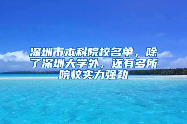 深圳市本科院校名单，除了深圳大学外，还有多所院校实力强劲