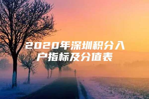 2020年深圳积分入户指标及分值表