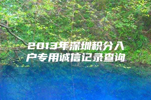 2013年深圳积分入户专用诚信记录查询