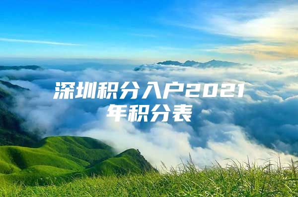 深圳积分入户2021年积分表