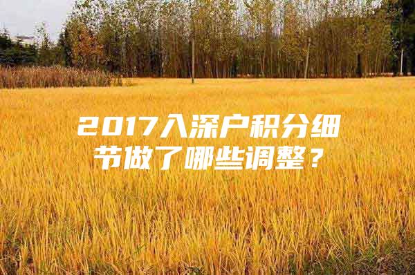 2017入深户积分细节做了哪些调整？