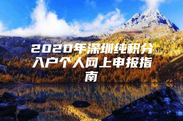 2020年深圳纯积分入户个人网上申报指南