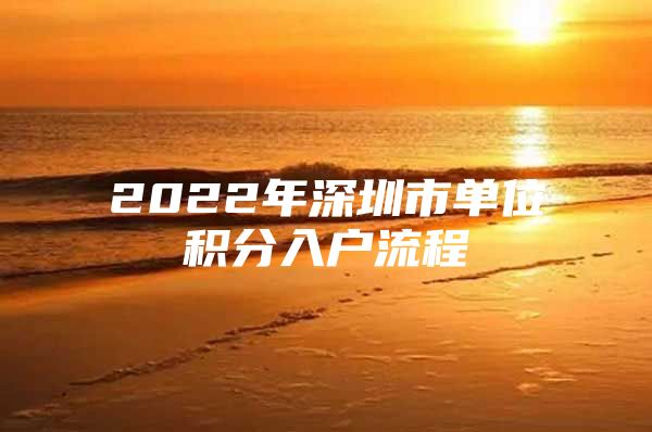 2022年深圳市单位积分入户流程