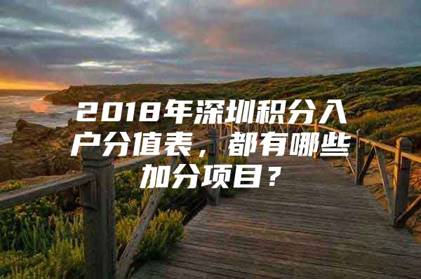 2018年深圳积分入户分值表，都有哪些加分项目？