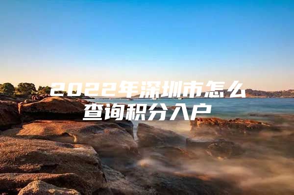 2022年深圳市怎么查询积分入户