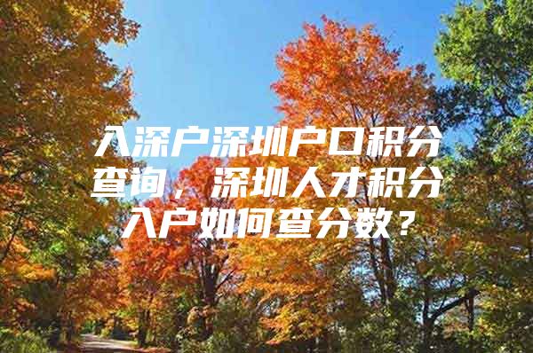 入深户深圳户口积分查询，深圳人才积分入户如何查分数？