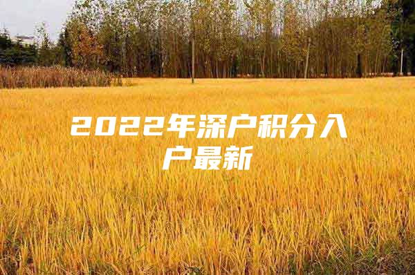 2022年深户积分入户最新