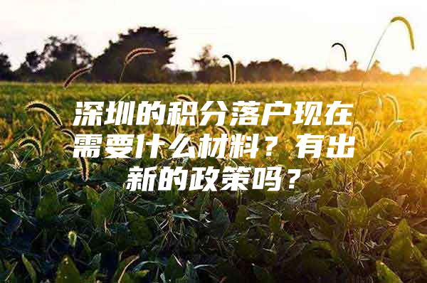 深圳的积分落户现在需要什么材料？有出新的政策吗？