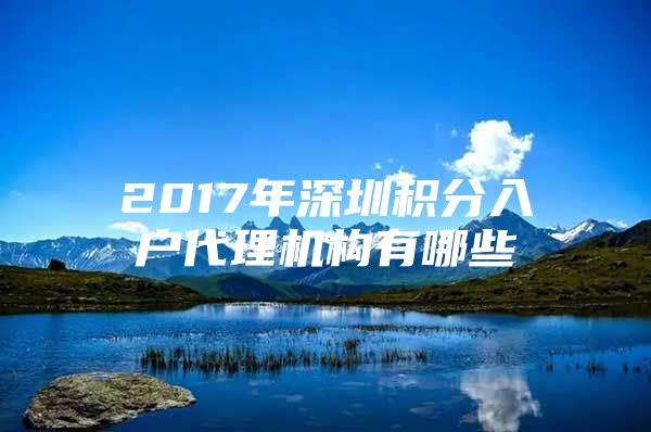 2017年深圳积分入户代理机构有哪些