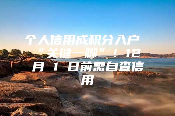 个人信用成积分入户“关键一脚”！12 月 1 日前需自查信用