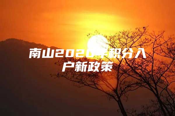 南山2020年积分入户新政策