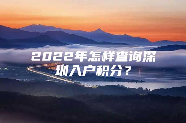 2022年怎样查询深圳入户积分？